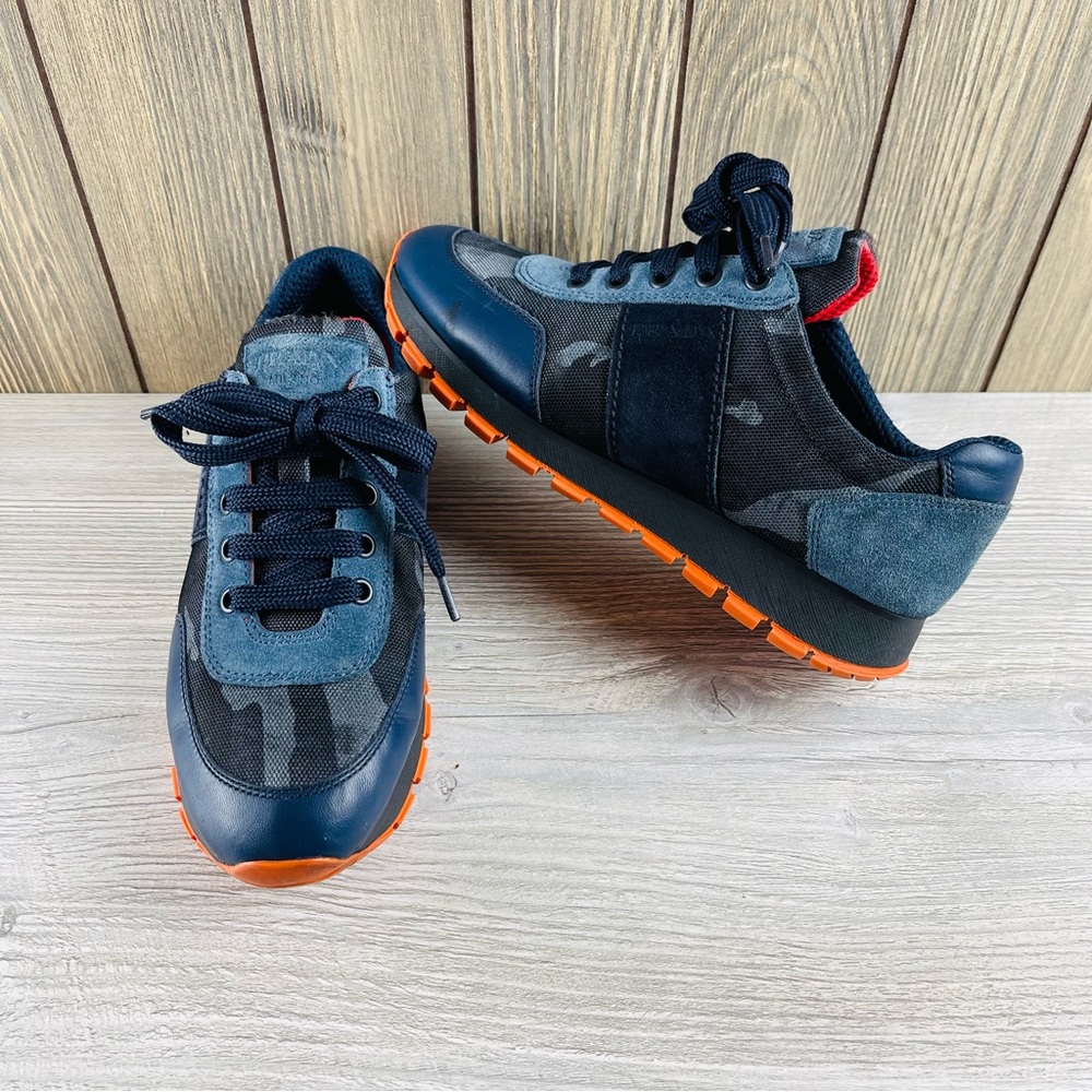 PRADA Women’s Designer Suede Nylon Camouflage Camo Sneakers Casual Shoes Sz:37.5 - Picture 8 of 16